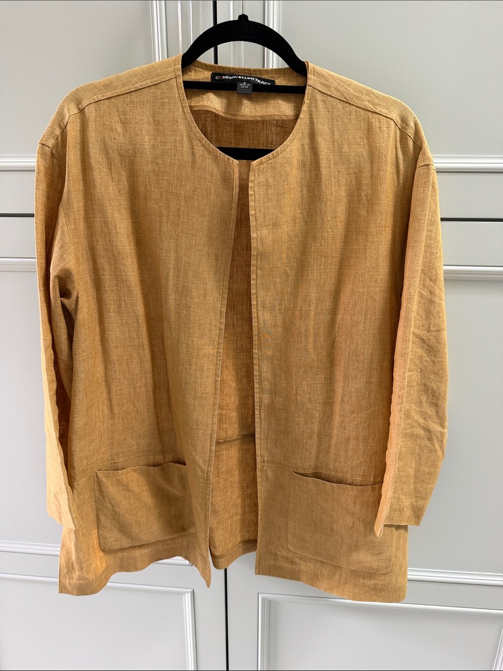 Ellen Tracy Open-Front Linen Blazer in linen